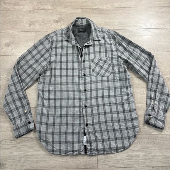 Rag & Bone Shirt Mens Gray Plaid Button Up Cotton Long Sleeve Classic Fit - Picture 2 of 9